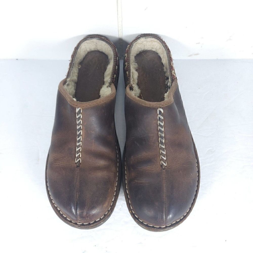 UGG Women's Kohala US 9 Brown Leather Sheepskin Shearling Slip-On Clogs Shoes - Picture 3 of 13